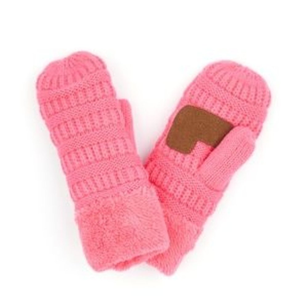 C.C Kids Ribbed Knit Mitten Gloves